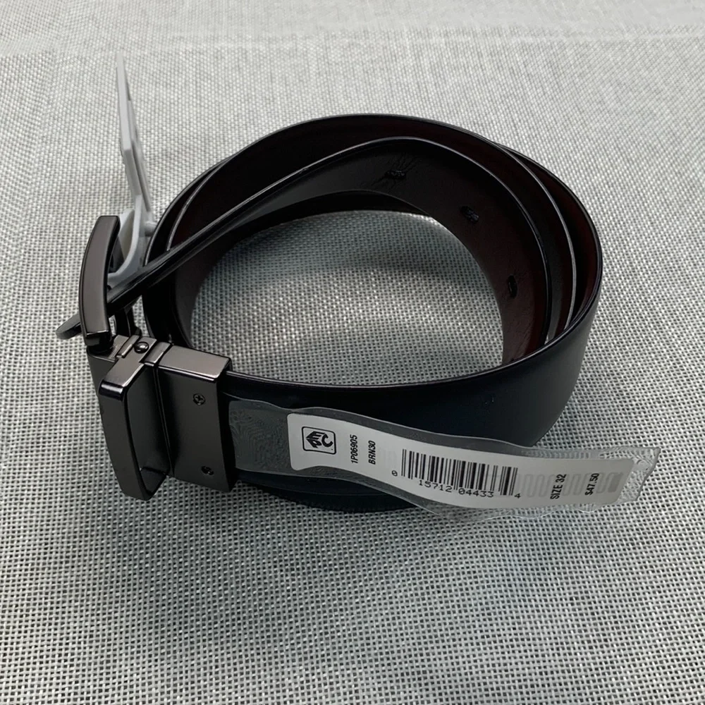 Perry Ellis Gunmetal Squares Ii Belt Size 32